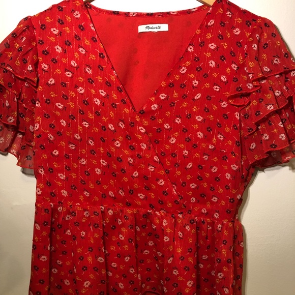 Madewell Red Baby Doll Blouse - Picture 3 of 4